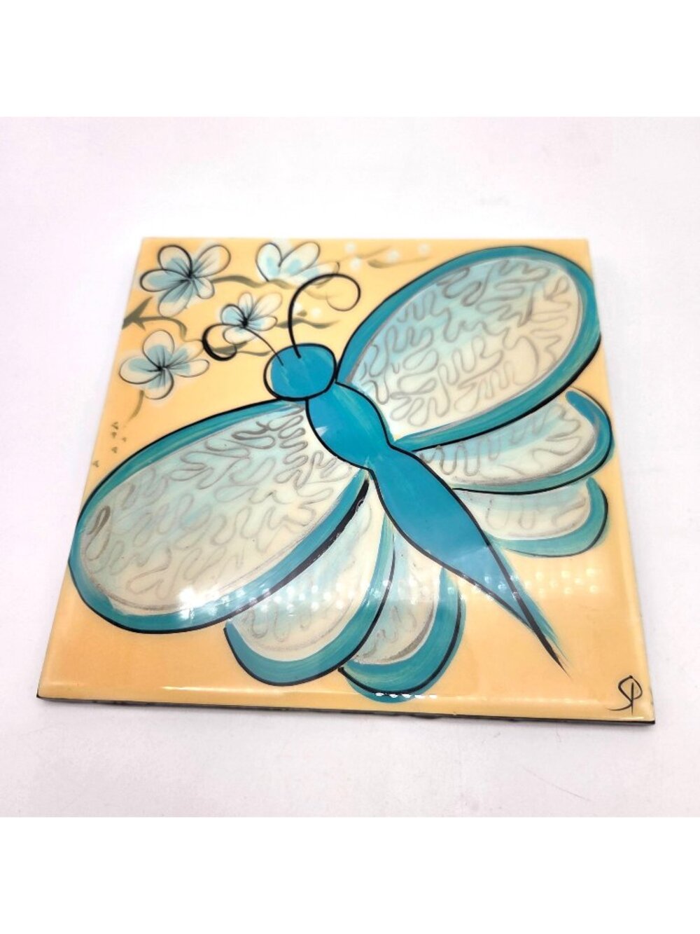Sharon Peterkin Hand-Painted Butterfly Tile